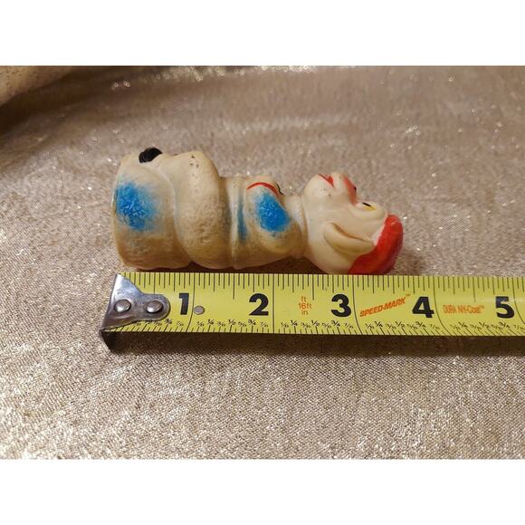 Vintage 50s 60s Small Rubber Monkey Toy Figure Red White Blue Animal No Squeak - Picture 16 of 16